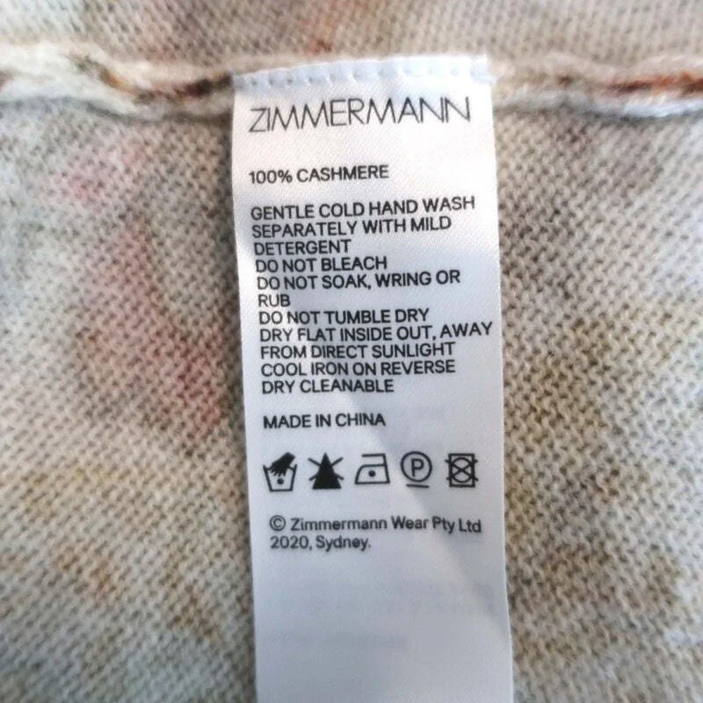 Zimmermann Blouson Sleeve Turtleneck Sweater Lucky Cream Paisley Print Size 1 - Picture 6 of 6